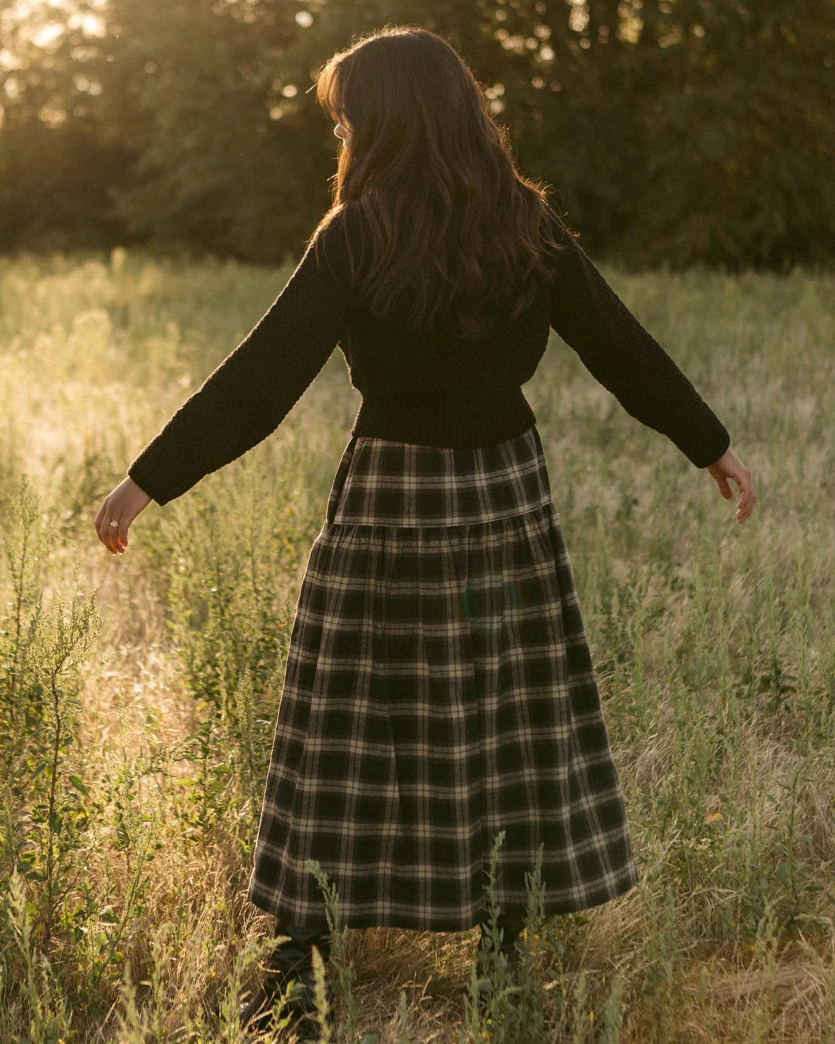 Harly Jae Prairie Skirt | Espresso Plaid
