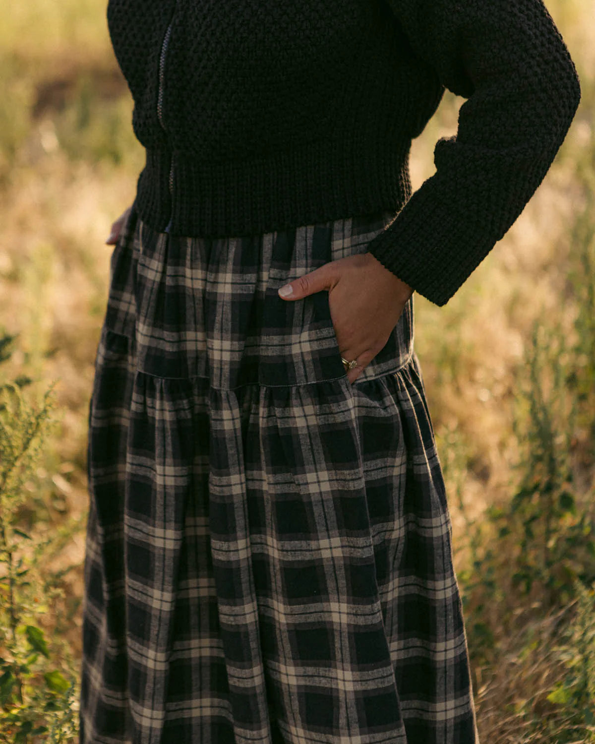 Harly Jae Prairie Skirt | Espresso Plaid