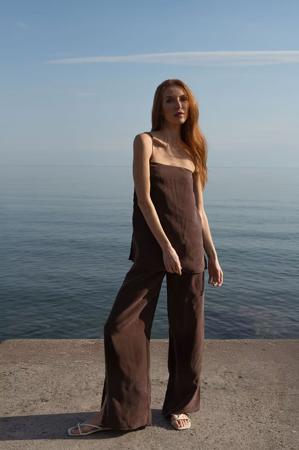 Modern Sunday | Cupro Slit Tank | Espresso