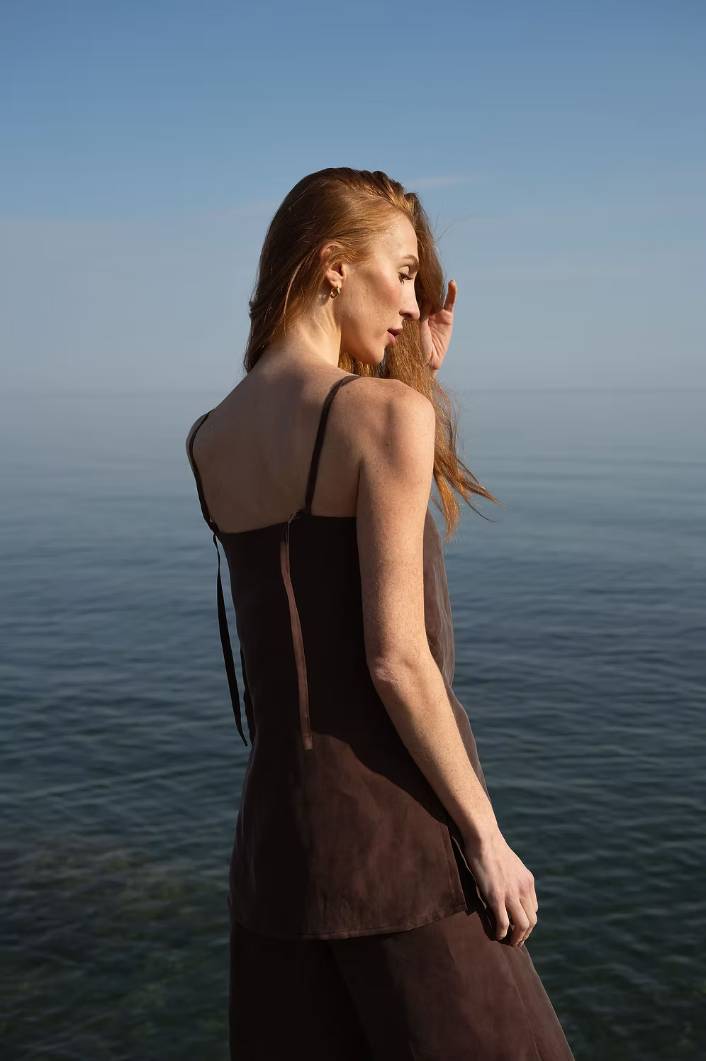 Modern Sunday | Cupro Slit Tank | Espresso
