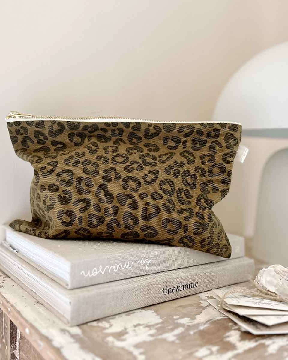 The Big Pouch | Olive Leopard