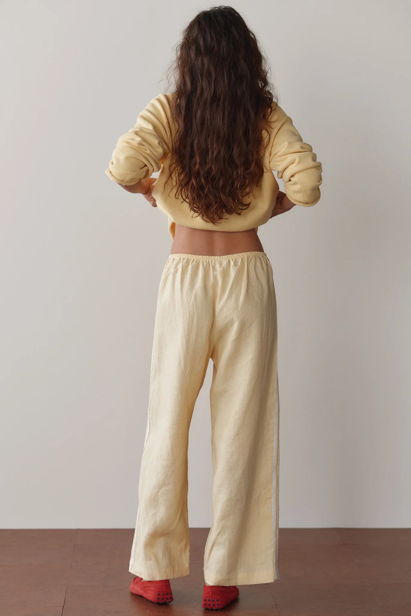 Donni | The Linen Crop Stripe Pant| Butter - NEW