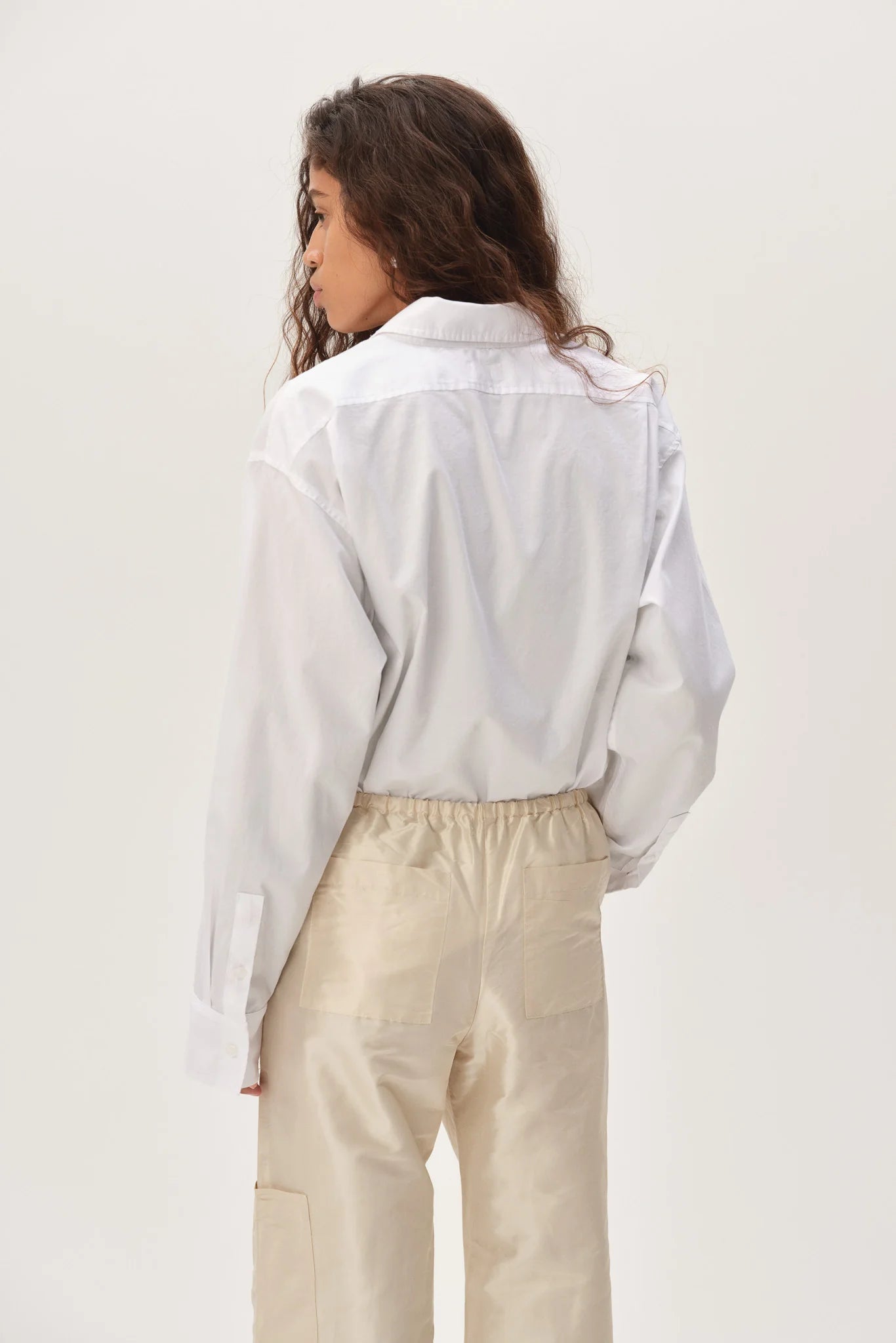 Donni The Taffeta Drawstring Cargo Pant | Creme - Paloma
