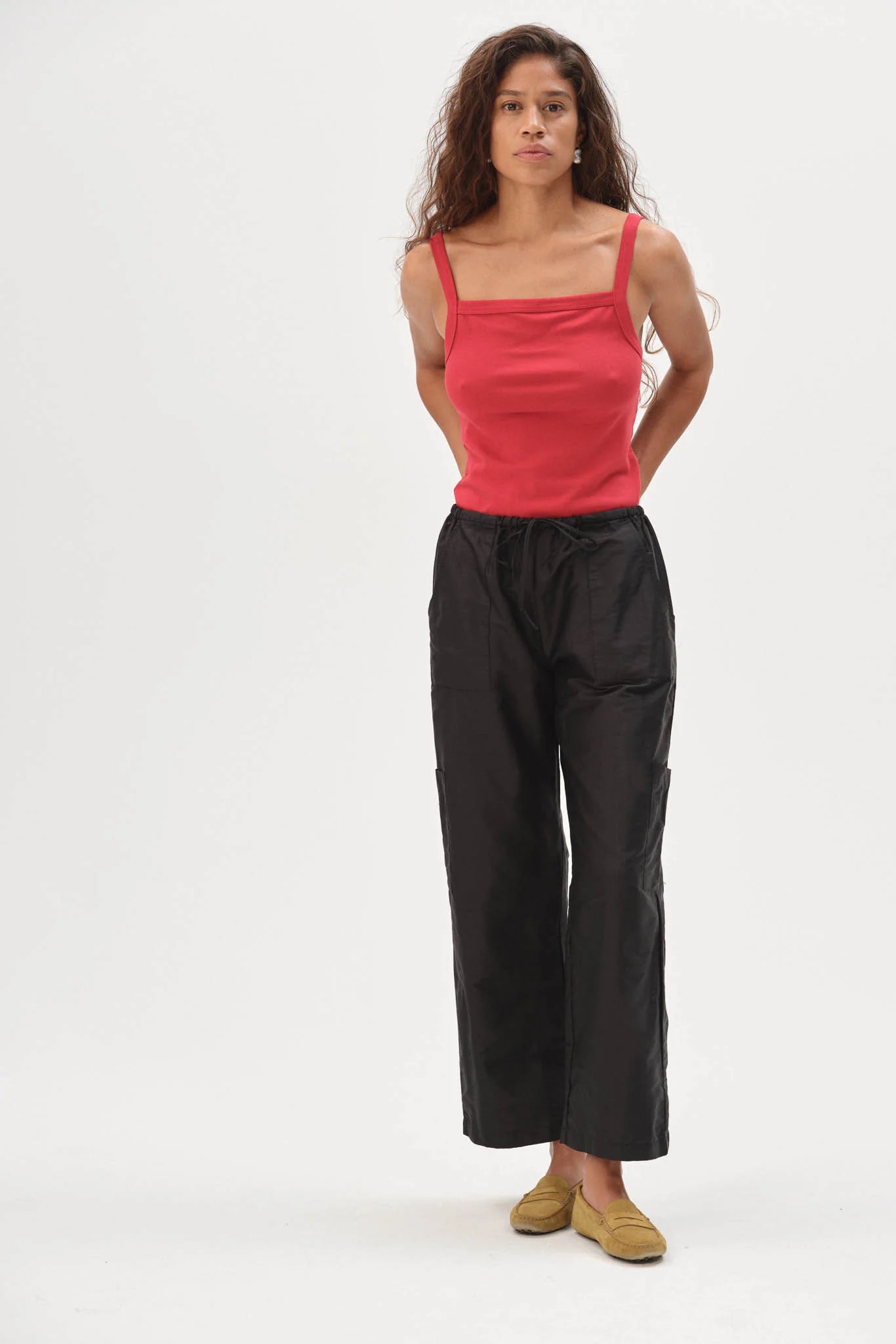 Donni The Taffeta Drawstring Cargo Pant | Jet - Paloma